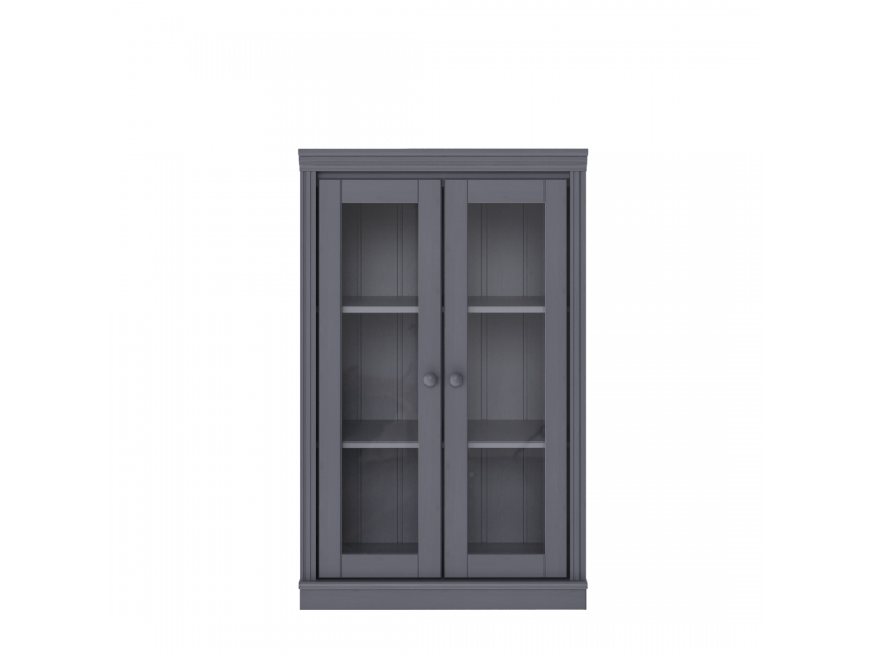 Estante de madeira com 1,19 m na cor cinza com portas de vidro / Coleção biblioteca